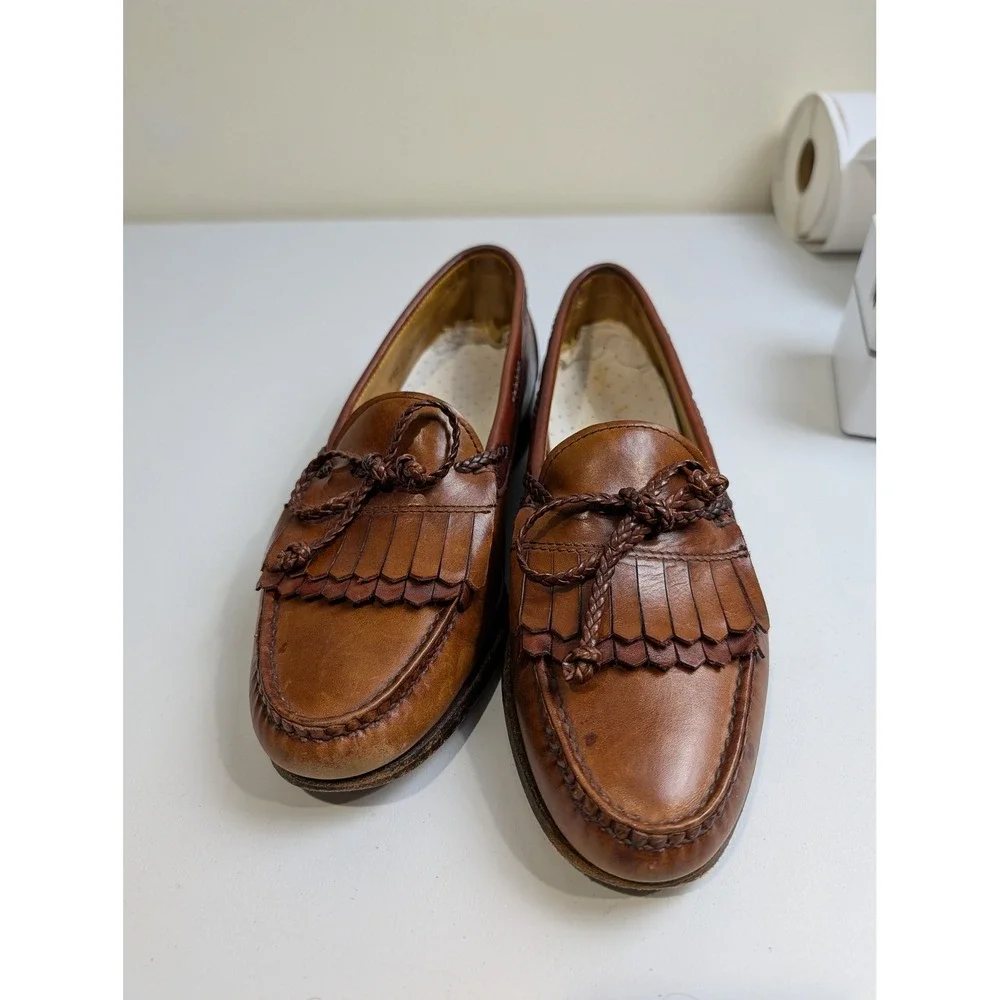 Allen‎ Edmonds Saratoga Loafers Mens 9.5 D Brown Leather Kiltie Tassel 67165 USA